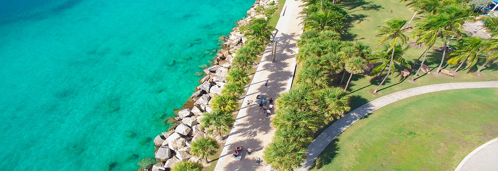 This is a stock photo. An aerial photo of South Pointe Park in Miami, Florida.